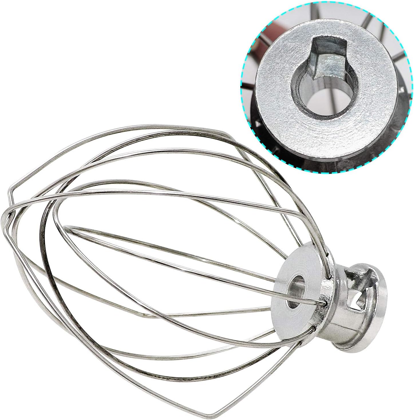 6-Wire Whip Attachment K45WW Wire Whip Mixer Part Upgrade Compatible With Kitchen Mixer Aid Tilt-Head Stand Mixer Egg Heavy Cream Beater, Cakes Mayonnaise Whisk