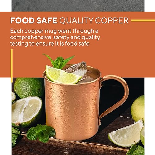 Miniatura 5 de Solid Copper, Tazas de Cobre para tragos Moscow Mule, 16 y 22 onzas, Cobre Puro 100 %, Tazas para Moscow Mule Auténticas, Anaranjado