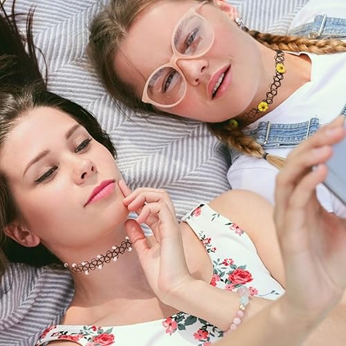 Miniatura 4 de BodyJ4You - Juego de 12 gargantillas elásticas tipo tatuaje de henna. Paquete de joyas elásticas, regalo para mujeres y niñas