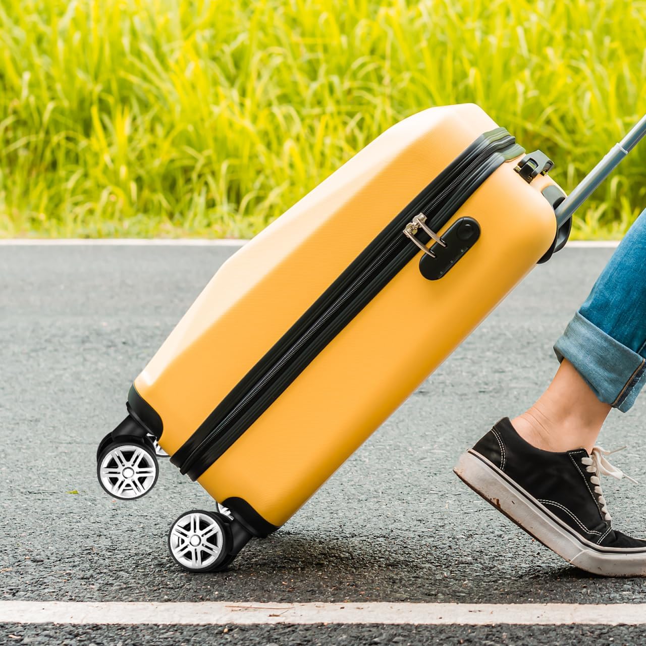 Kisangel Suitcase Luggage Wheels Replacement 4.33 Inch Universal Trolley Casters with Silent Dual-Row Bearings Easy Installation for Luggage Repair and Travel