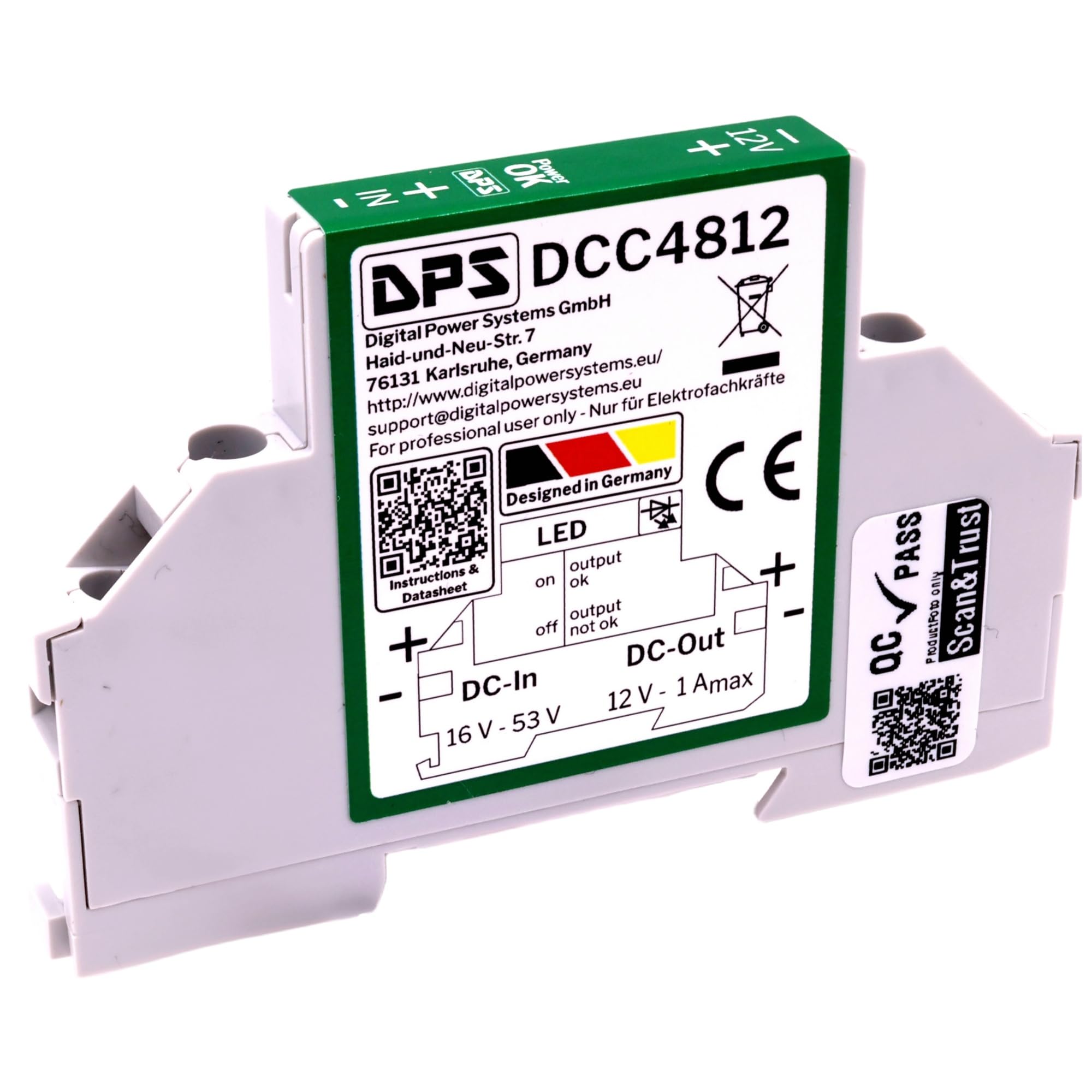 DPS - Convertitore DC 12Vout 1A 48Vin DIN Rail ultra sottile 8,8 mm Buck Step Down (DCC4812)