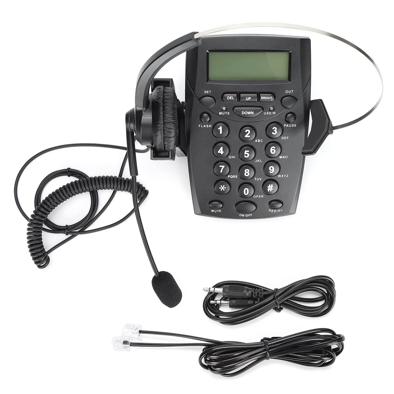HT800 Call Center Telefono con Filo, Telefono Cablato con Microfono Omnidirezionale Cuffie, Telefono Fisso da Scrivania per Ufficio e Casa