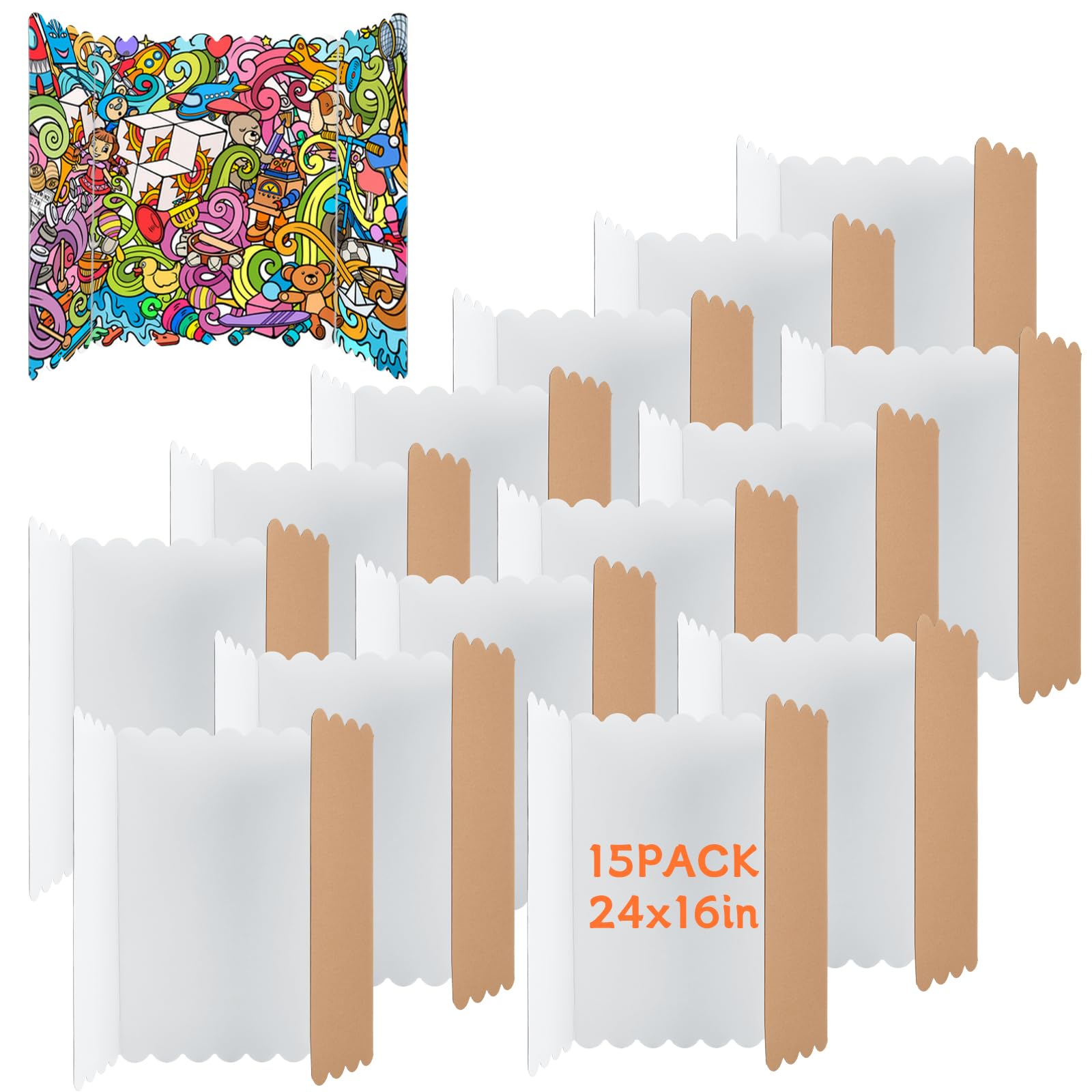 15 PCS Trifold Poster Board - 16" x 24" Small Tri Fold Display Board Hard & Thick White Presentation Cardboard for Science Fair, School Projects, Business Supply