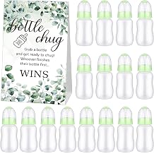 TrelaCo Bottle Chug Baby Shower Game 20 Pcs Baby Bottles Shower Favor with 1 Greenery Theme Sign for Gender Reveal Party Supplies GiftsGreen