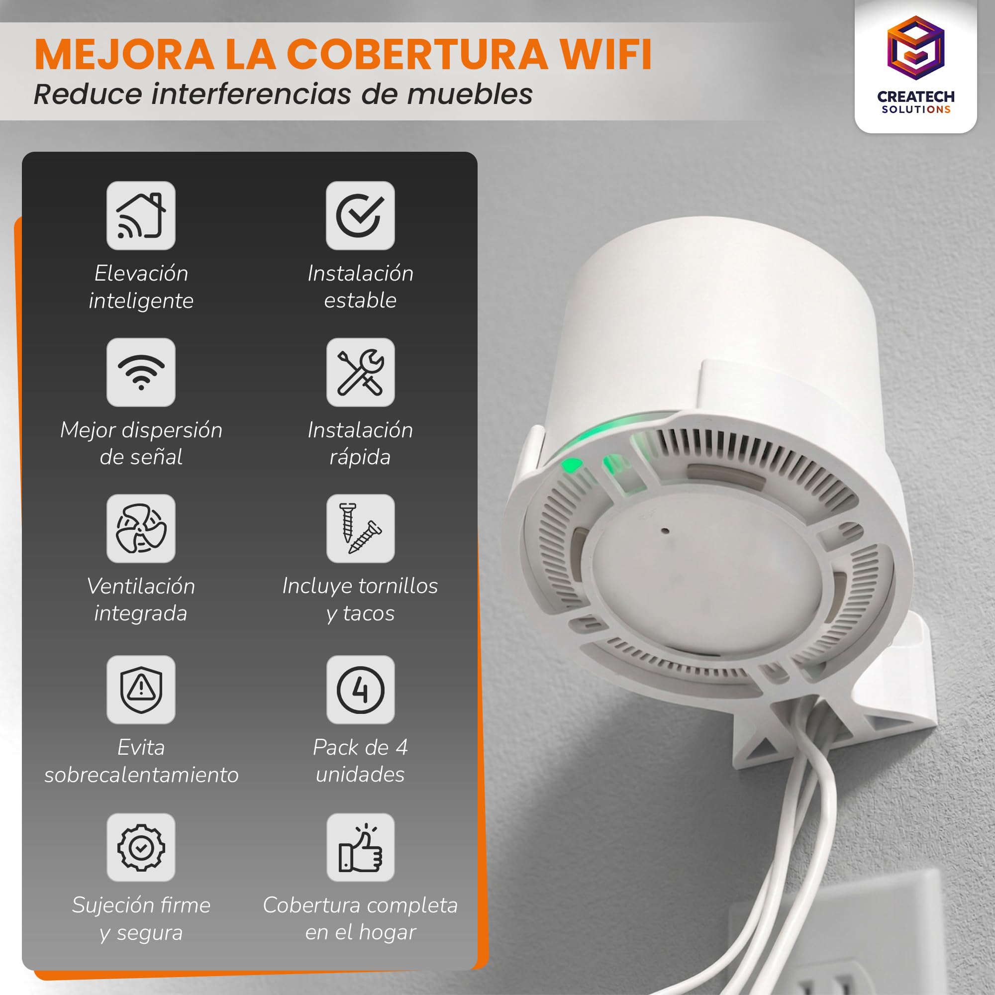 Soporte de Pared Compatible con TP-Link Deco AX1500/AX3000/X10/X20/X50/X60/X1500/X4300 Pro/X5000/X5400 Pro/W3600/W4500/W6000/ Estante de Pared para WiFi Dco 4 Grandes Uds