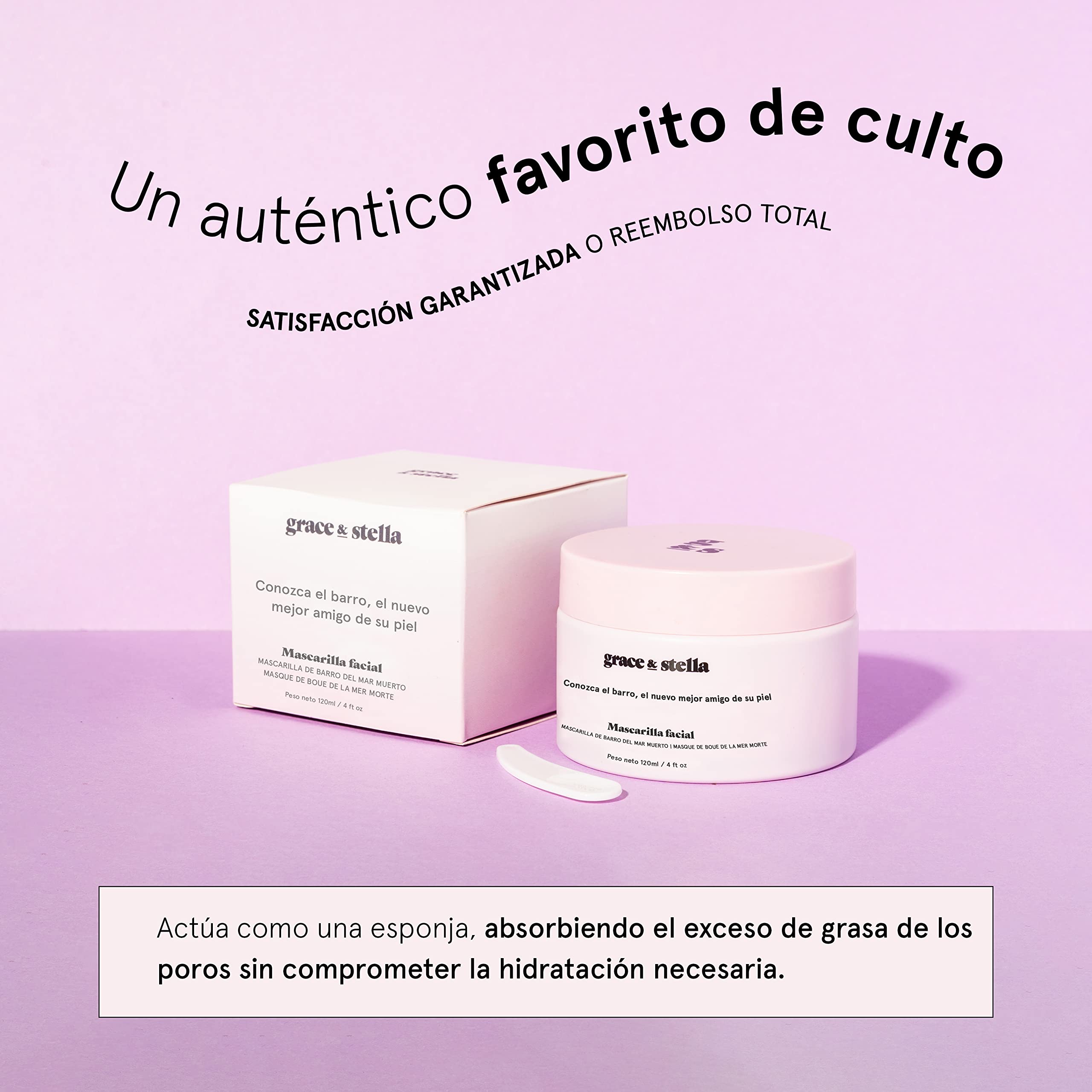 Grace and Stella Mascarilla Facial de Barro del Mar Muerto (120ml) - Limpieza Facial Vegana Detox del Mar Muerto - Mascarilla Piel Grasa Acné Puntos Negros Limpiador de Poros