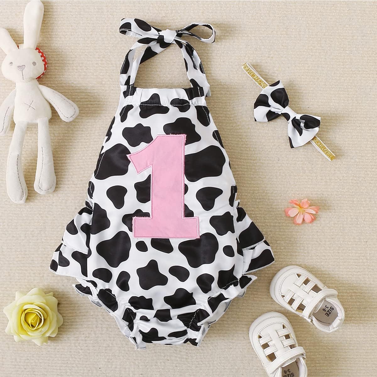 Baby Girl First Birthday Outfit Baby 1st Birthday Outfit Girl Cow Bodysuit
