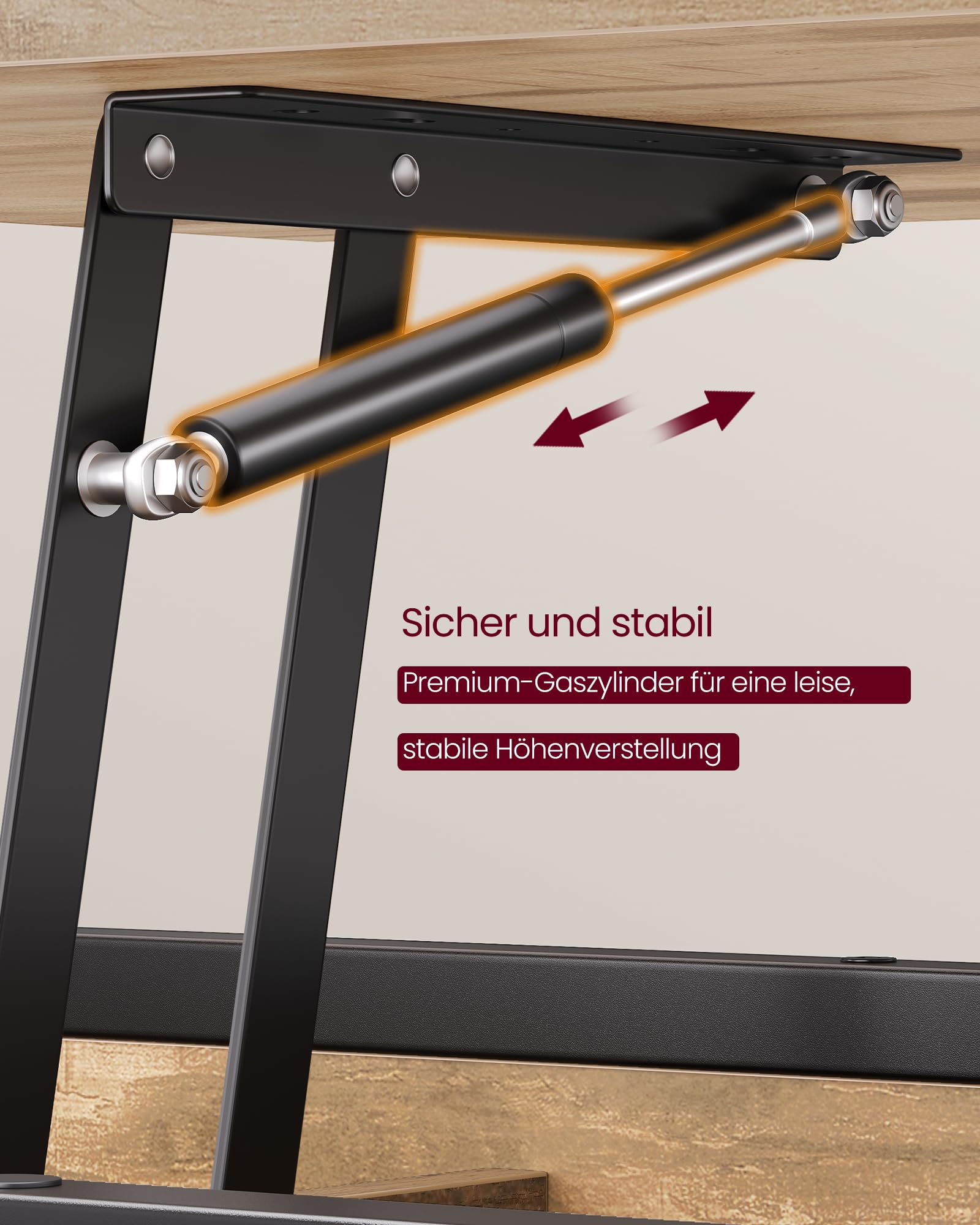 VASAGLE Couchtisch, höhenverstellbarer Wohnzimmertisch, Kaffeetisch, mit offenem Fach und versteckten Fächern, 50 x 100 cm, Kamelbraun-tintenschwarz LCT261LB02
