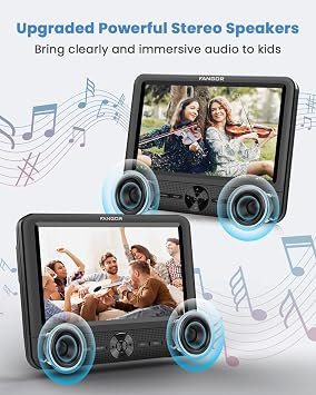 FANGOR 7.5 Inch Car DVD Player, Car DVD Player Dual Screen Play Two Different Movies or The Same Movie with Customized Headrest Strap, Support All Regions, Last Memory, USB/SD Card