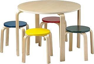 ECR4Kids Bentwood Table and Stool Set, Kids Furniture, Assorted, 5-Piece