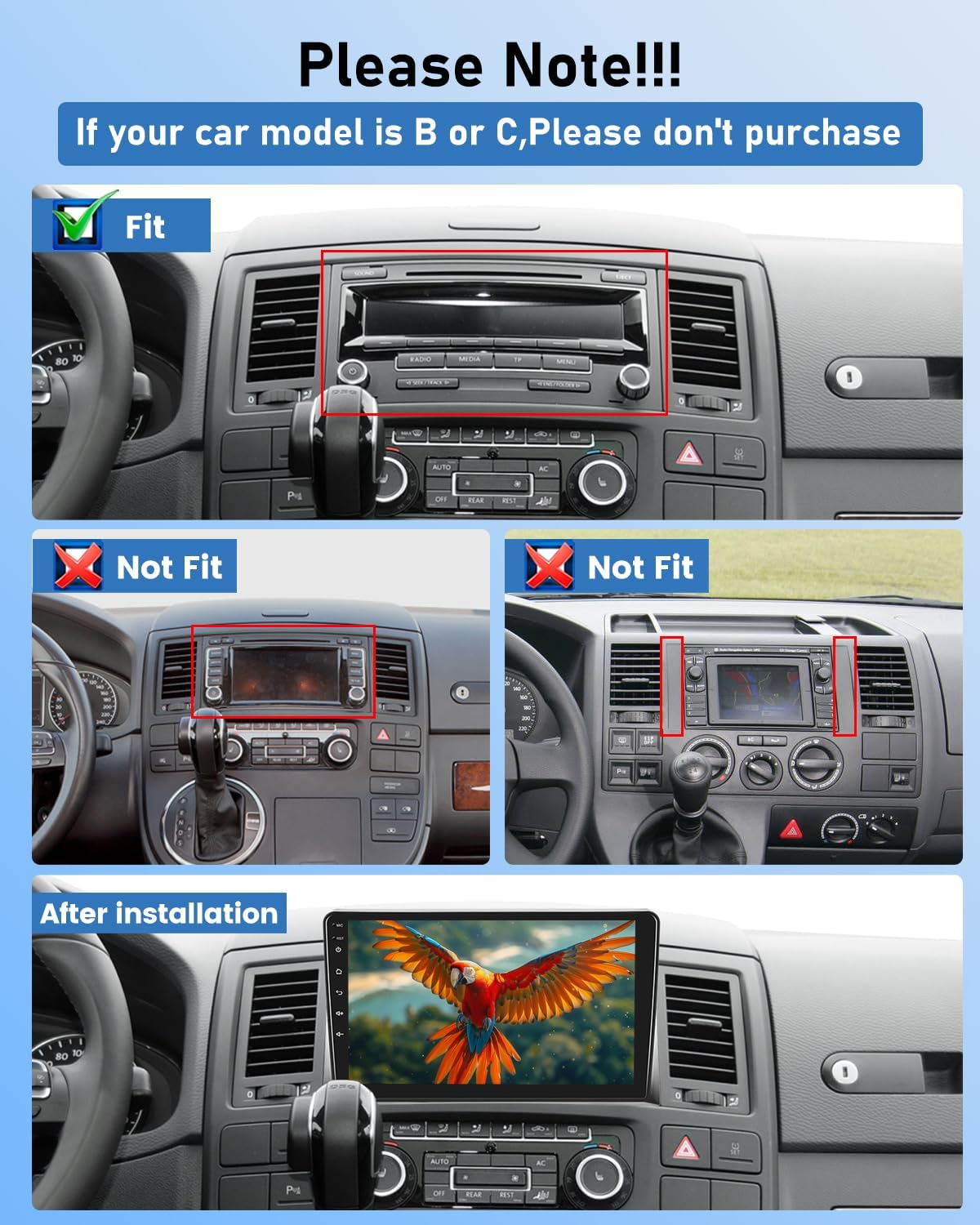 NHOPEEW 2G+64G Android Autoradio per VW T5 Multivan 2008-2015 - 9 pollici Stereo con Senza fili Carplay e Android Auto WiFi EQ GPS FM RDS + AHD Telecamera posteriore