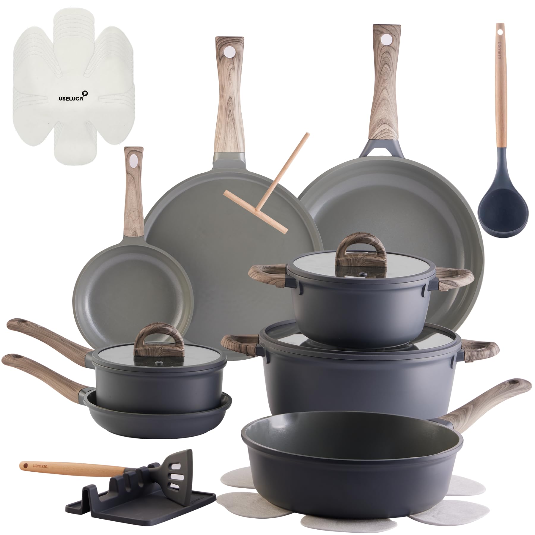 USELUCK 22Pcs Pots and Pans Set
