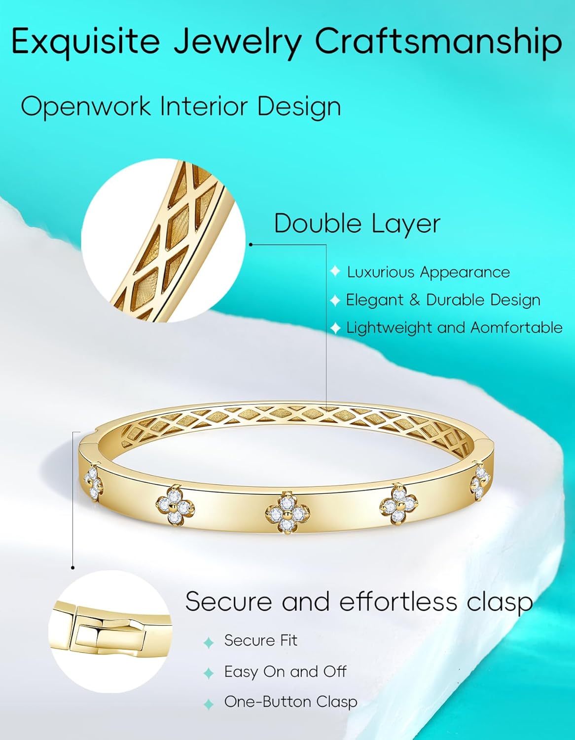 Premium Clover Bracelets for Women Gifts with Lab-Grown Moissanite|Lab-Grown Emerald|18K Gold Plated|14K Gold Plated|Non Tarnish