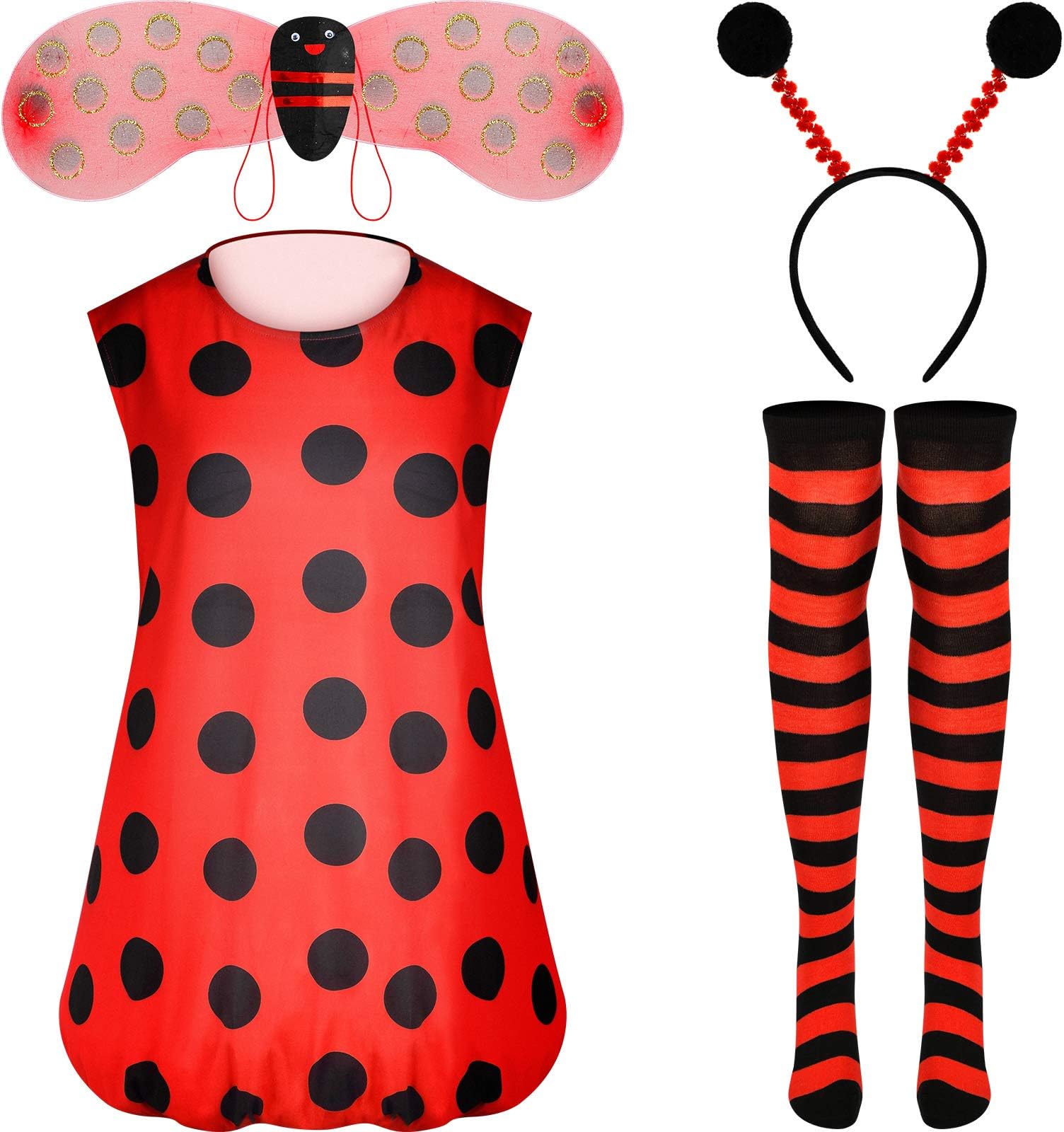 Blulu Women Ladybug Costume Set World Book Day Costumes for Cosplay Halloween Carnival