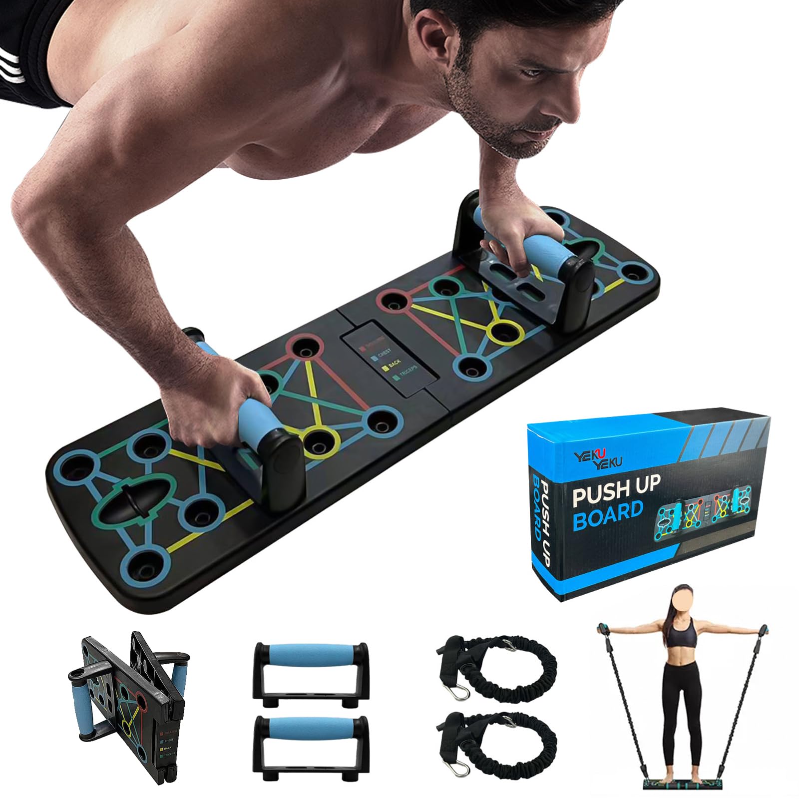 Push Up Board, équipement D'entraînement à Domicile Multifonctionnel Push Up Board Stand Fitness Workout Training Gym Exercise Tool pour Hommes et Femmes
