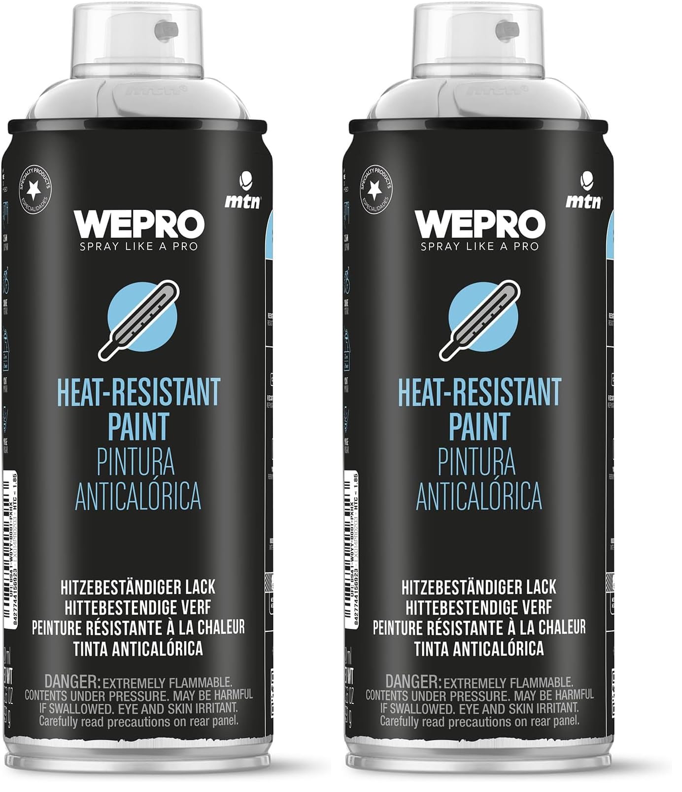 Spray de pintura plata MTN PRO alta temperatura 400ml lote de 2 para eliminar óxido en escapes