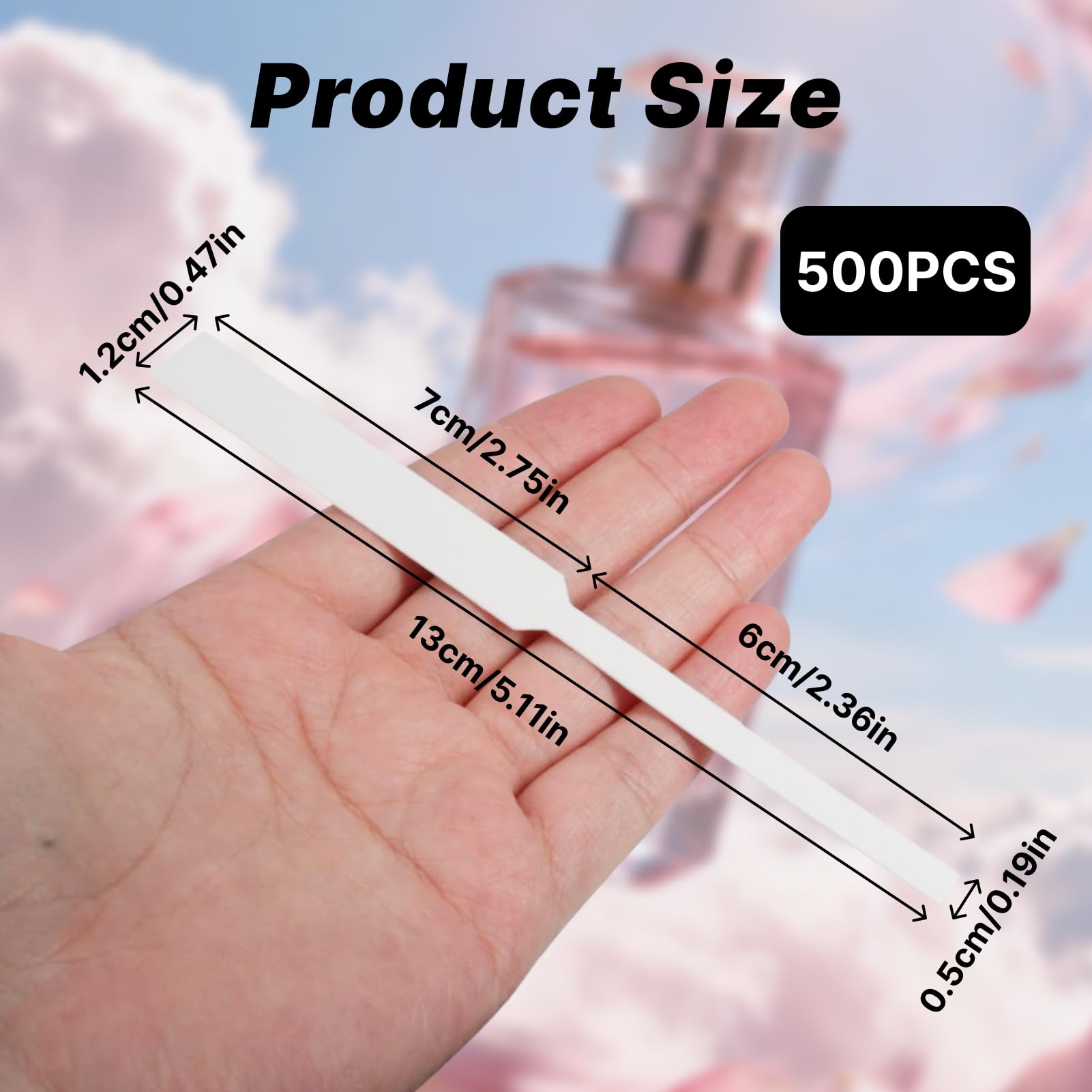 Pack de 500 Testeur de Parfum 13 cm Blanches, Papier Absorbant Épais pour Échantillonnage d’Eaux de Parfum, Huiles Essentielles et Aromathérapie Têtes Larges et Étroites pour Marquage et Test Précis