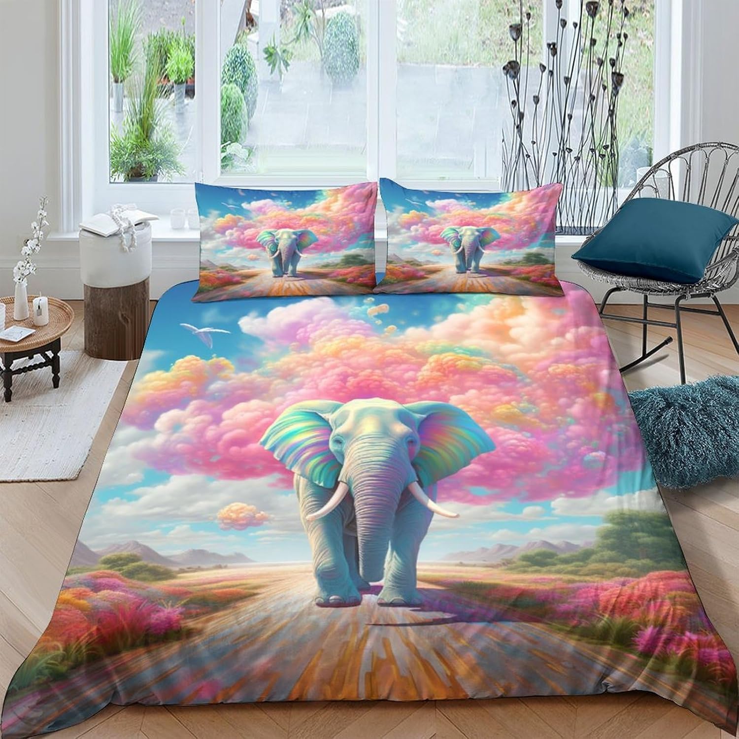 Parure de lit éléphant 155x220 cm pour créer une ambiance safari dans une chambre d'enfant
