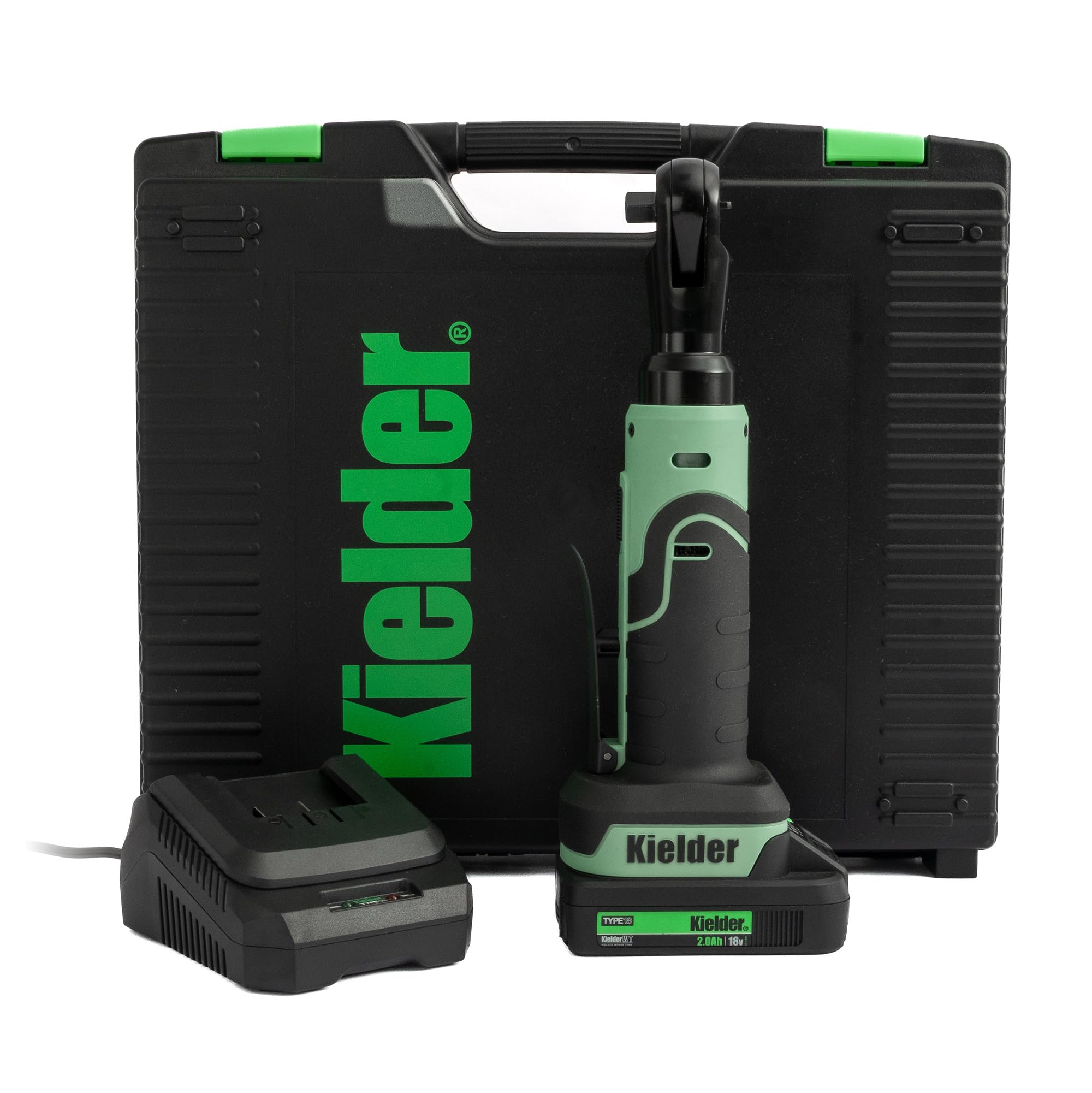 Kielder KWT-010-11 18v Li-Ion Cordless 3/8" 60Nm Ratchet Kit, 1 x 2.0Ah Li-ion TYPE18 Battery, Charger & Case