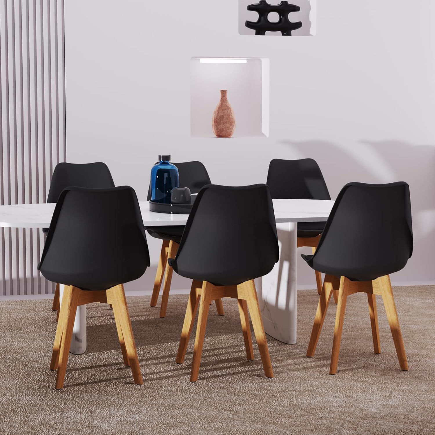 JIJIAN Set di 6 Sedie Per Sala da Pranzo, Sedia in stile nordica, Gambe in Legno Massello, Ideale per Sala da Pranzo, Soggiorno, Camera da Letto, Cucina, Sala Riunione, ecc