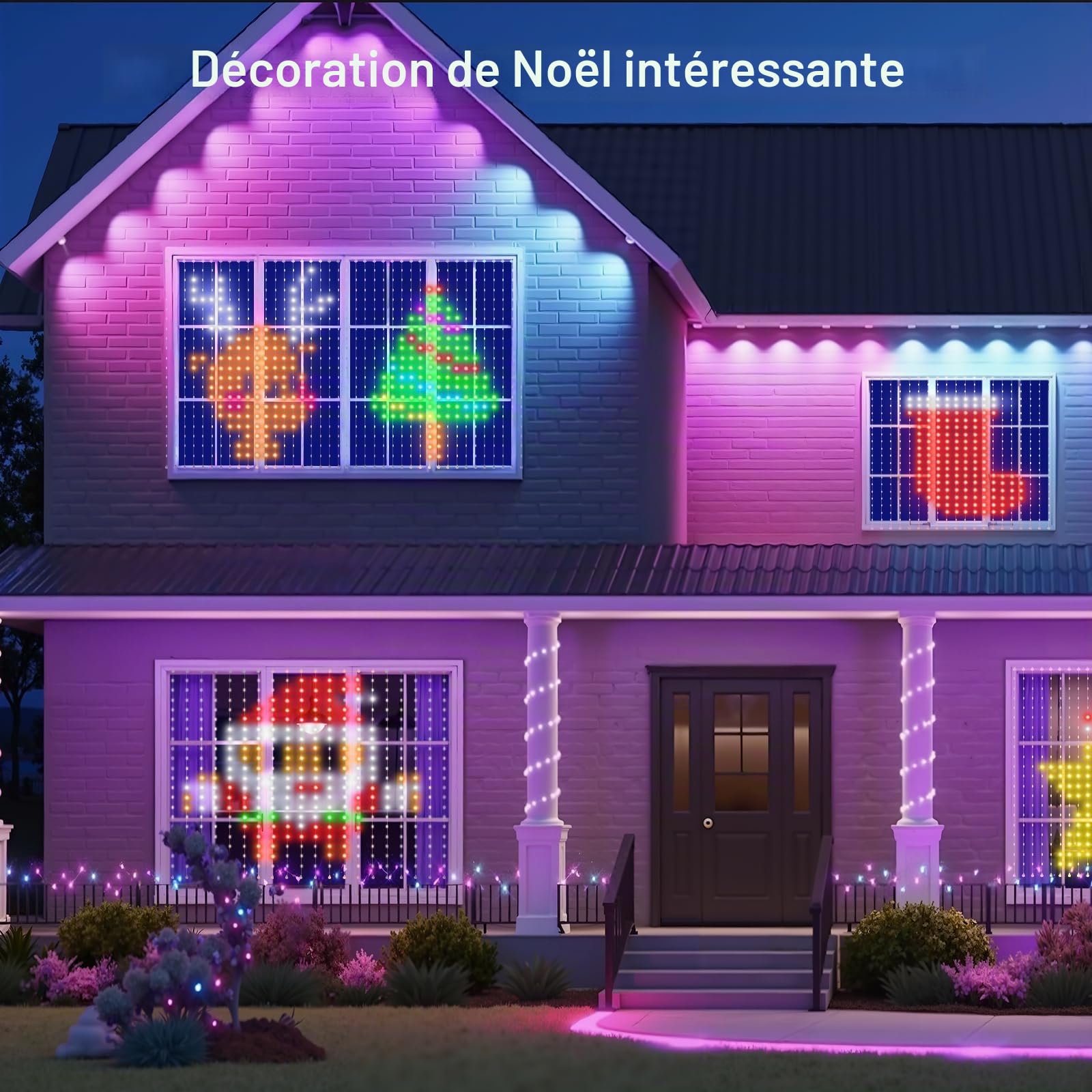 Ciskotu Curtain Lights, 86+ modes LED Rideau Lumineux intelligents, motif dynamique avec 400 LEDs, étanche IP65, Bande LED pour Chambre Coucher, décoration de Noël (2 x 2 m)