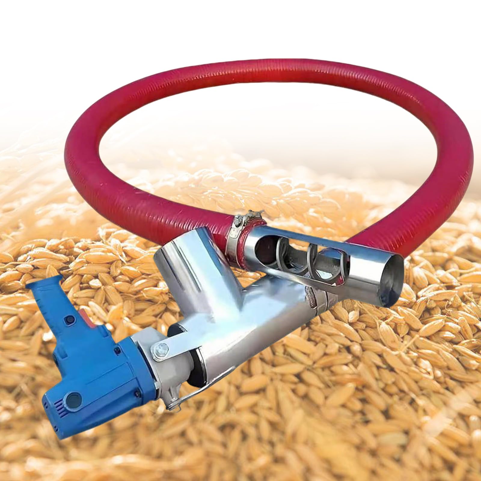 Macchina Portatile per aspirare Cereali, trasportatore a coclea con Tubo Spesso, Macchina per trasportatore a coclea elettrica da 1500 W, per la Pulizia di Cereali, Cemento,Without Stand,1.5m
