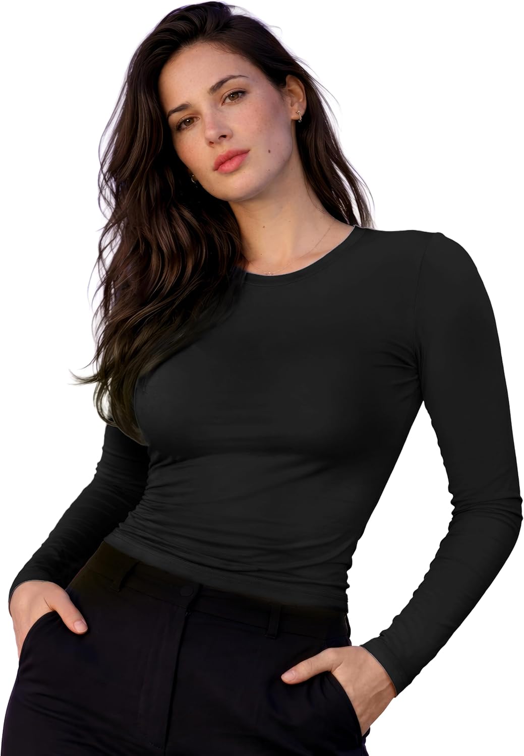Women's Buttery Soft Shirt, Y2K Sculpted Crewneck Top, Lightweight Fabric