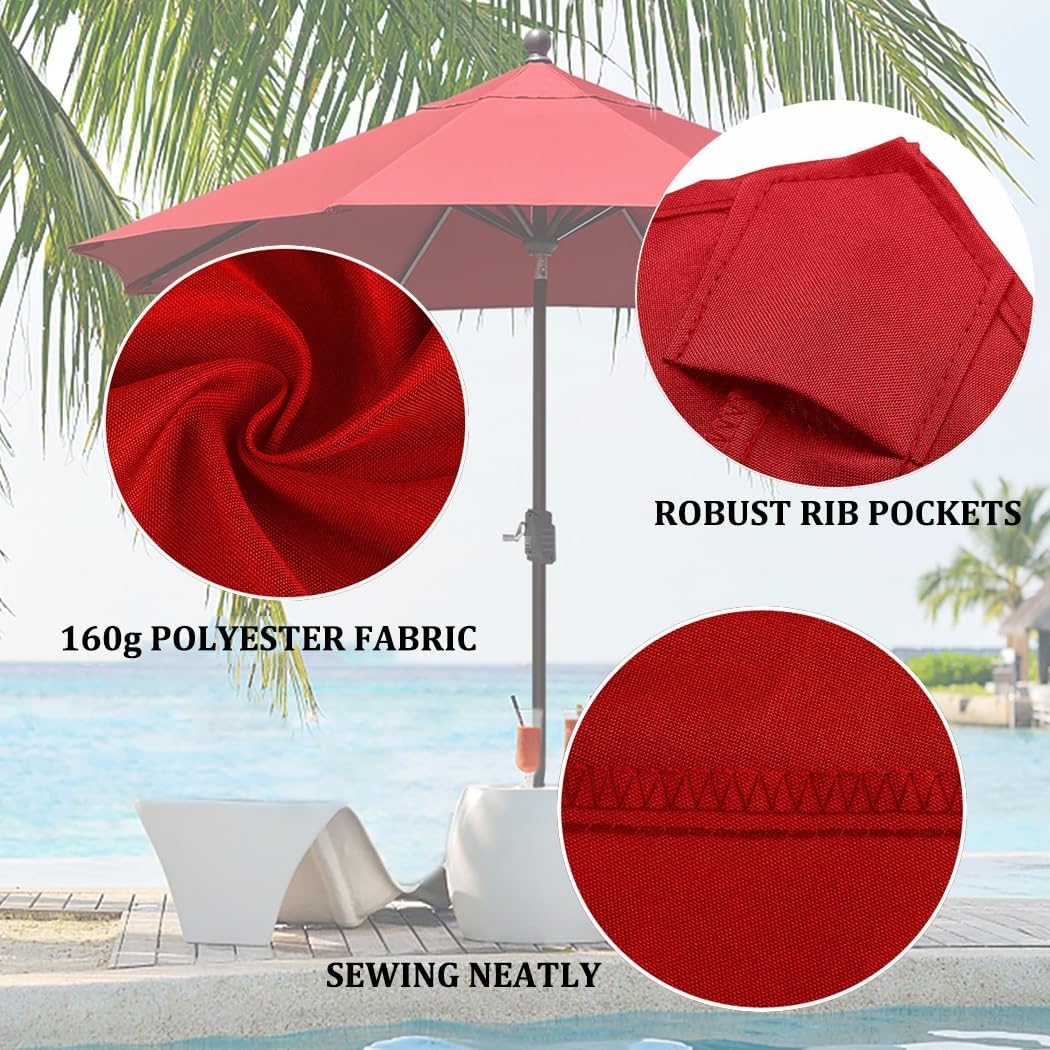 6.5-11.5ft Replacement Umbrella Canopy Cover for 6 Ribs 8 Ribs Sun Umbrella Replacement Cloth for Garden Patio Cantilever Parasol (Yellow 8.8ft (270cm)/6 Ribs)