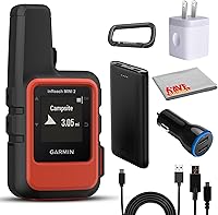 Garmin inReach Mini 2 Satellite Communicator - Compact Rugged GPS Handheld for Hiking, Two-Way Messaging & SOS Bundle (Flame Red)