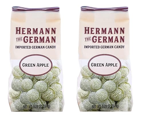 Hermann the German Caramelos duros  Importados  Paquete de 2 (manzana verde), 1 unidad (paquete de 2)