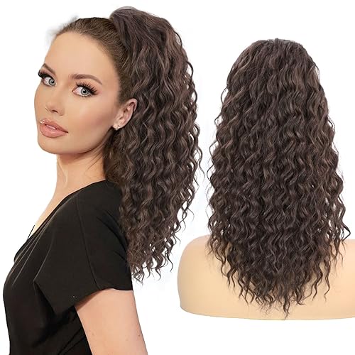 Extensión de cola de caballo con cordón, cabello largo multicapa, esponjoso, grueso, largo, ondulado, rizado, con clip, extensiones de cabello