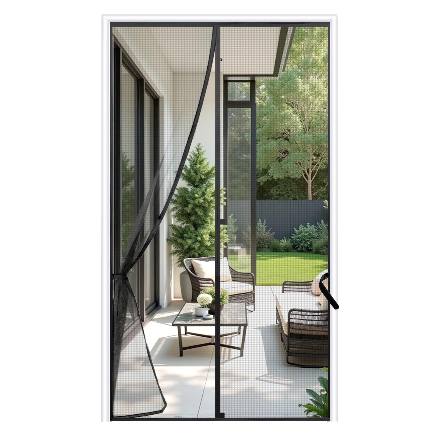 Sunolga 40 x 83 Inch Magnetic Screen Door, Fits Doors Size 38 x 82 Inch, Reinforced Polyester Screen Door Mesh with Full Frame Hook & Loop, Door
