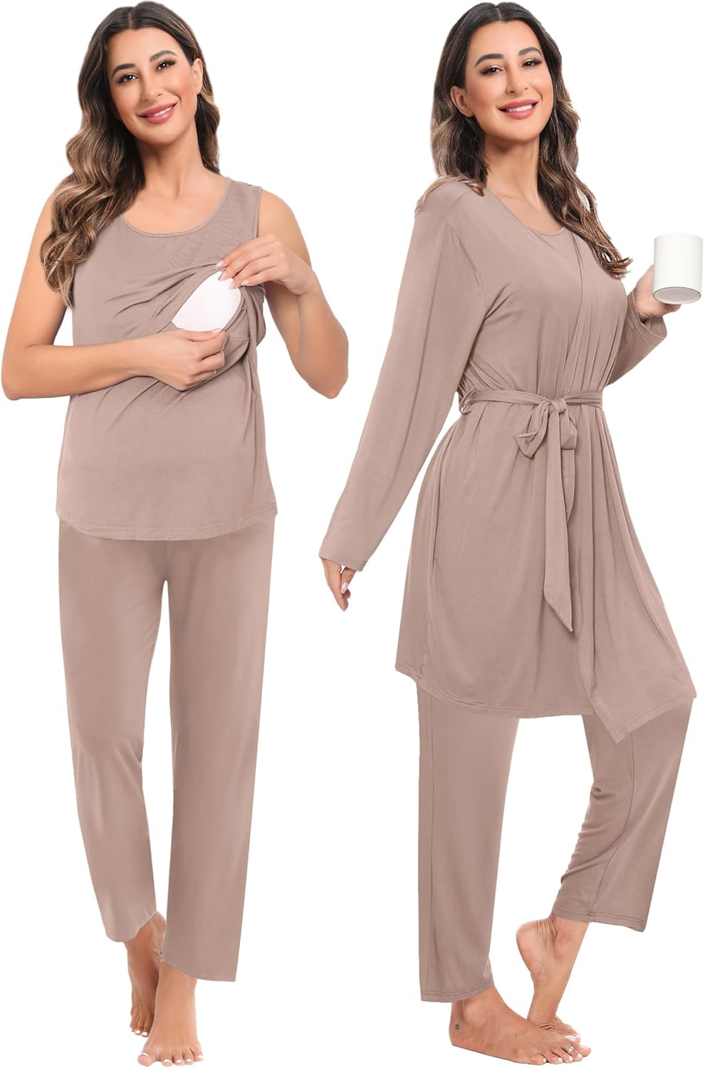 SWOMOG Maternity Nursing Robe Set 3 PCS Women Postpartum Pajamas Breastfeeding Labor Delivery Hospital Pregnancy Pjs - Image 2