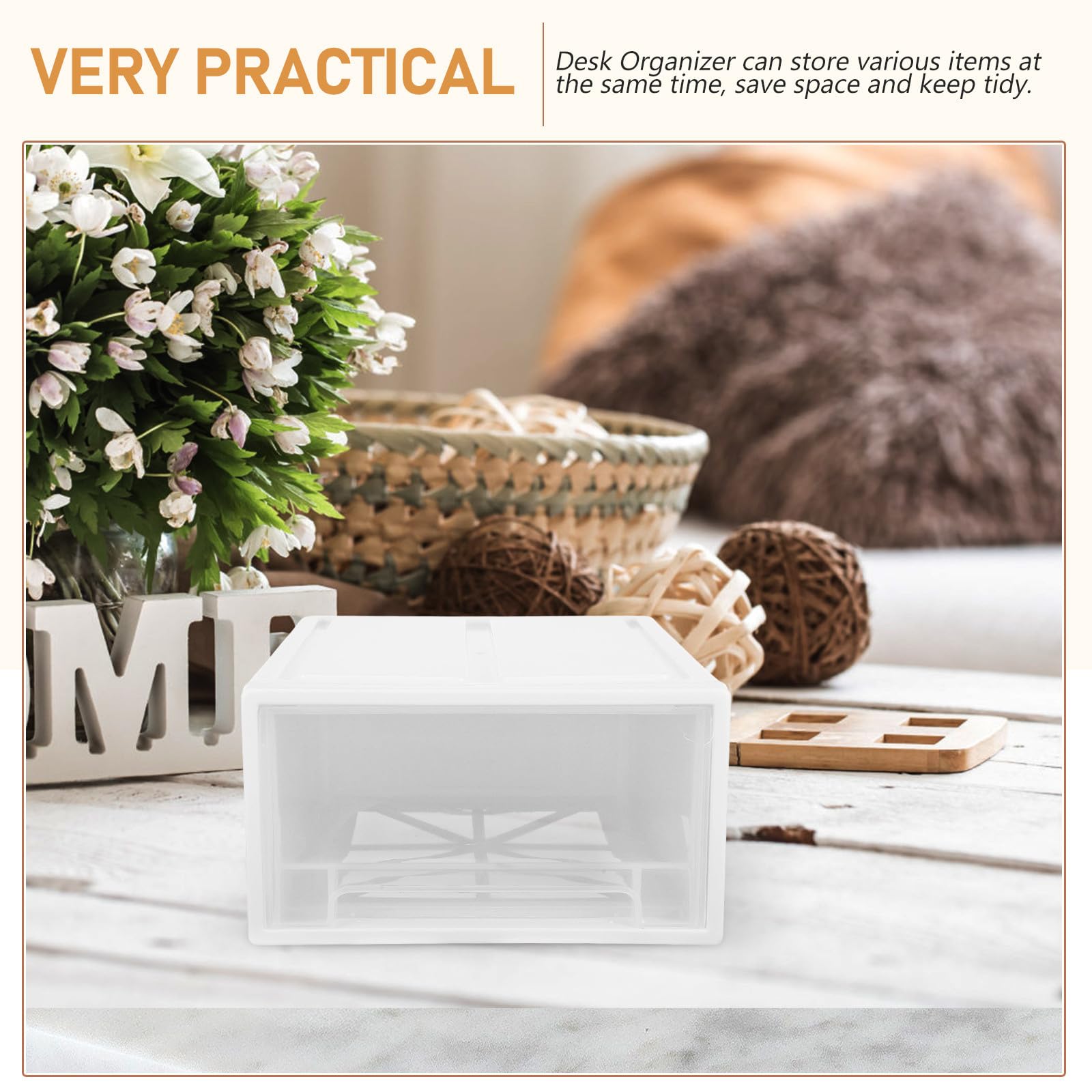 Healeved Organizer da Scrivania Cassetti Trasparenti 8l, Scatola Portaoggetti per Organizzazione e Stoccaggio, Contenitore Multifunzione per Cosmetici e Piccoli Accessori in Casa e Ufficio