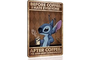 Before Coffee I Hate Everyone Sign Funny Coffee Tin Sign Stitch Metal Signs