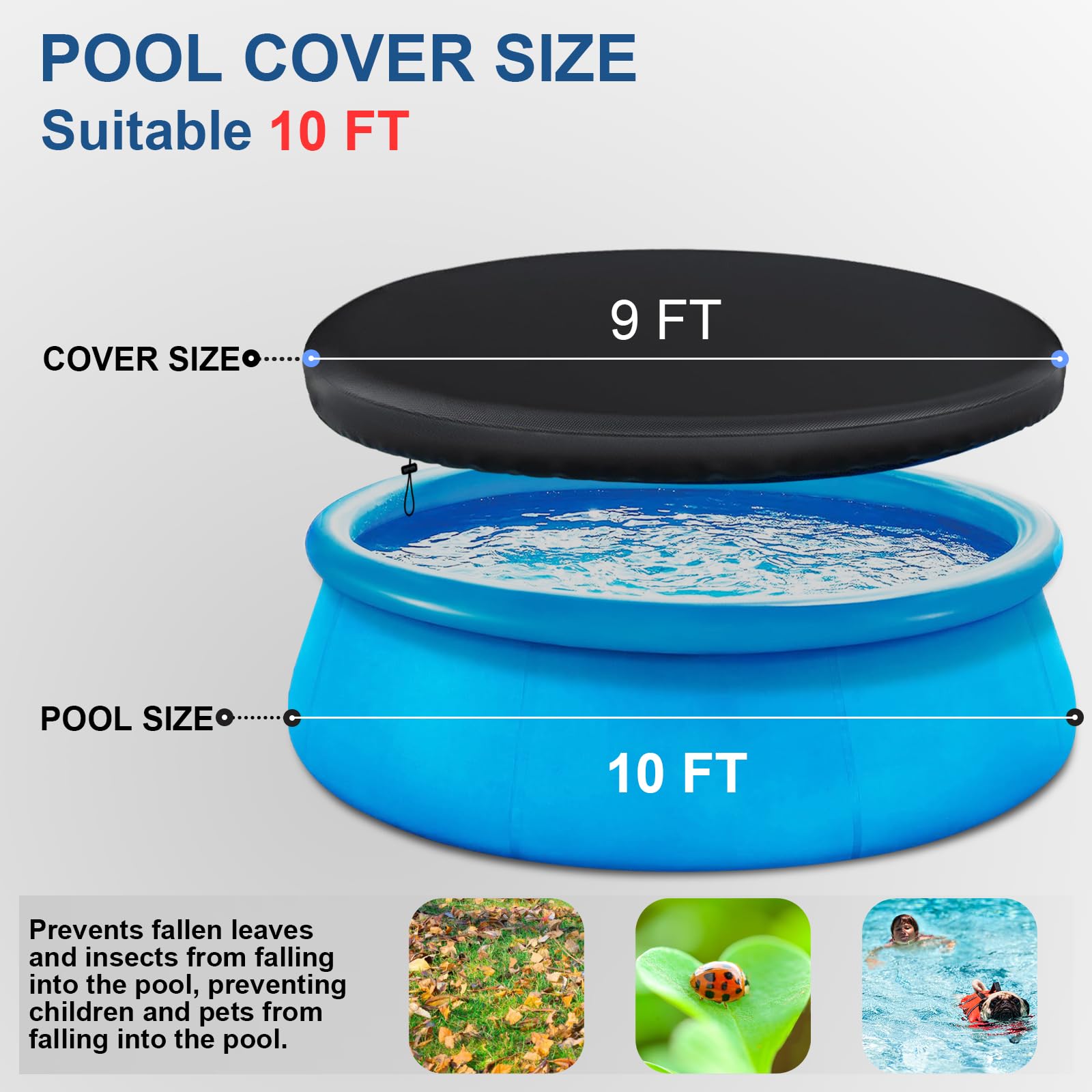 Cubierta para piscina inflable, cubierta de piscina redonda, a prueba de polvo, impermeable, cubierta de piscina Oxford, cubierta plegable para piscina, evita hojas, resistencia a los rayos