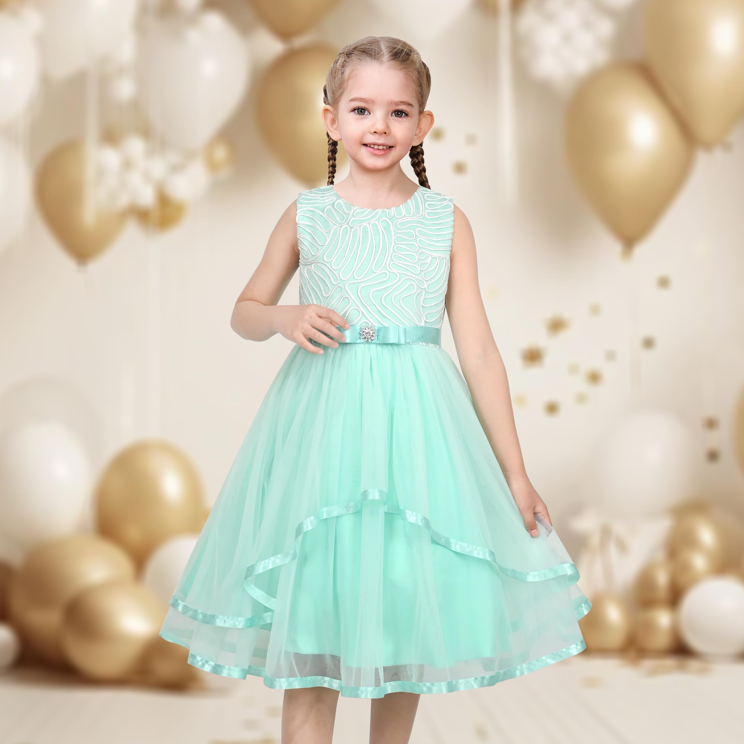 Sunny Fashion Vestido para niña Flor Azul Ceñido Boda Fiesta Dama de Honor 4-12 años