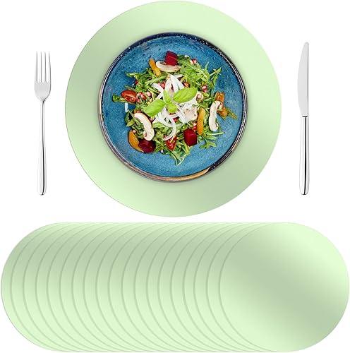 Miniatura 1 de KesaPlan 100 manteles individuales color verde salvia, manteles individuales redondos desechables de 13 pulgadas para mesa de comedor, tapete de