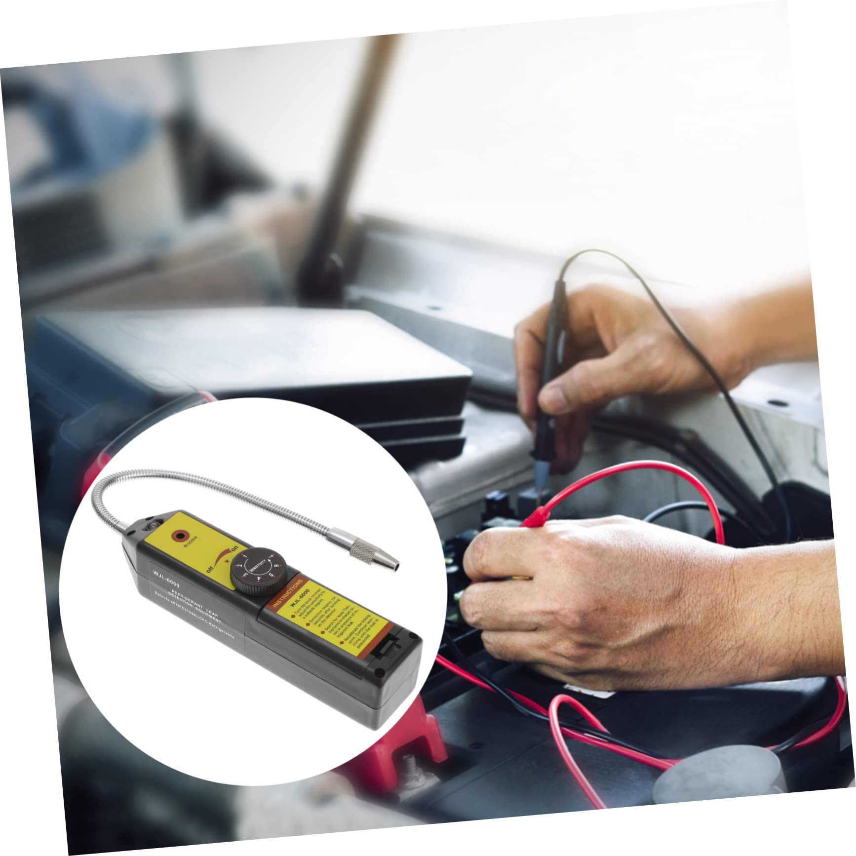 SHINEOFI Detector de Fugas de Refrigerante Herramienta para HVAC de Seguimiento Automático Alta Sensibilidad Comprobador de Gas Sonido de Advertencia 1