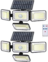 Mokot 288 LED Solar Motion Sensor Lights Outdoor 2800LM, 4-Head IP65 Waterproof Flood Security Lights with Remote Control - 2 Pack
