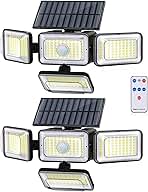 Mokot Solar Lights Outdoor, 288 LED 2800LM Motion Sensor Outdoor Light with Remote Control, 4 Heads IP65 Waterproof Solar Flood Security Lights for Outside Patio Wall -2PACK