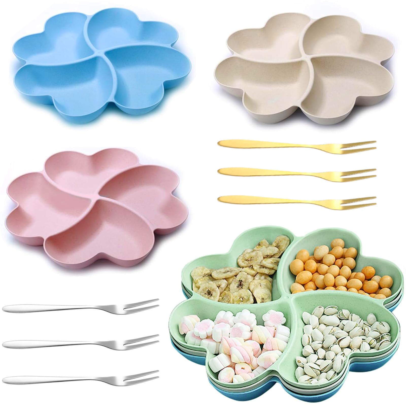 imposyu 4 Pezzi Piatto da Snack Vassoio Aperitivo con 4 Scomparti in Plastica Riutilizzabile Trasparenti Piatto a Scomparti per Snack Antipasti Frutta Dessert (27,5 x 3 cm