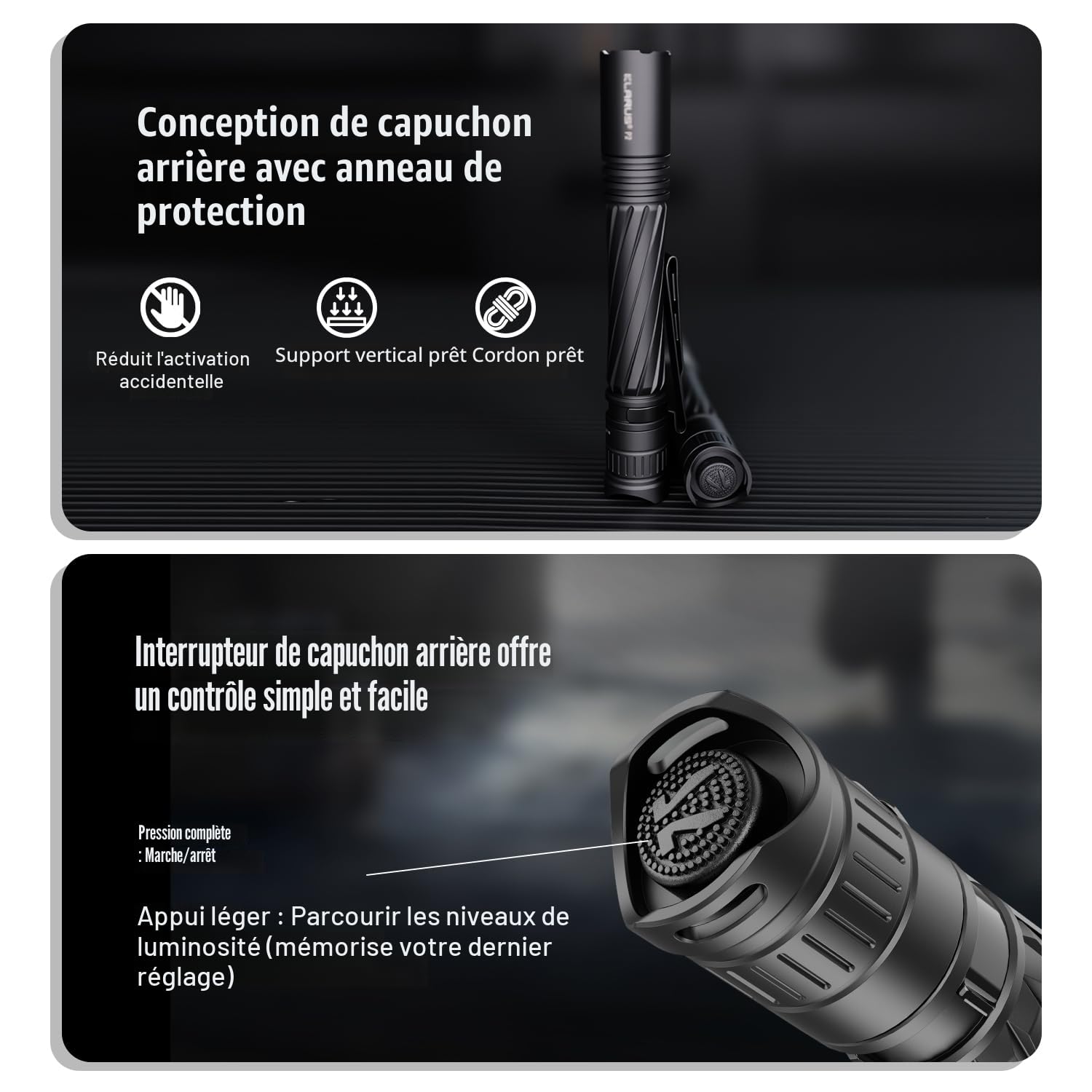 KLARUS P2 Lampe stylo 1 000 lumens, portée de 270 mètres – 2 piles AA ou USB-C rechargeables (piles incluses), étanche IPX8, lampe torche EDC compacte pour la poche