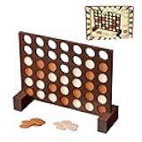 GOTHINK Wooden Four in a Row Game, Classic Strategy Game for Kids and Adults, Perfect for Family Picnics, Camping, Great Travel Game