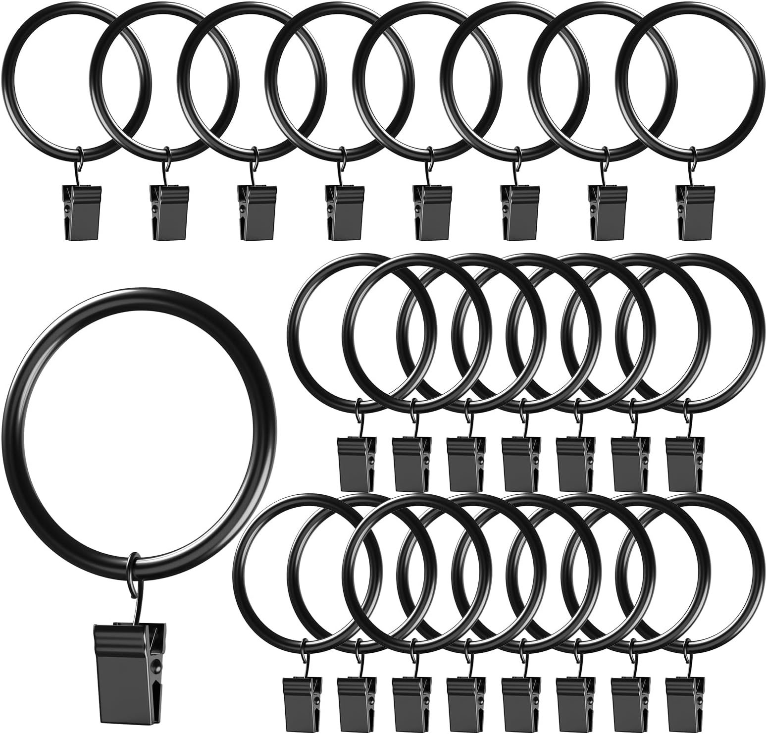 40PCS Curtain Rings With Clips, Strong Drapery Cli... U2013 Grandado