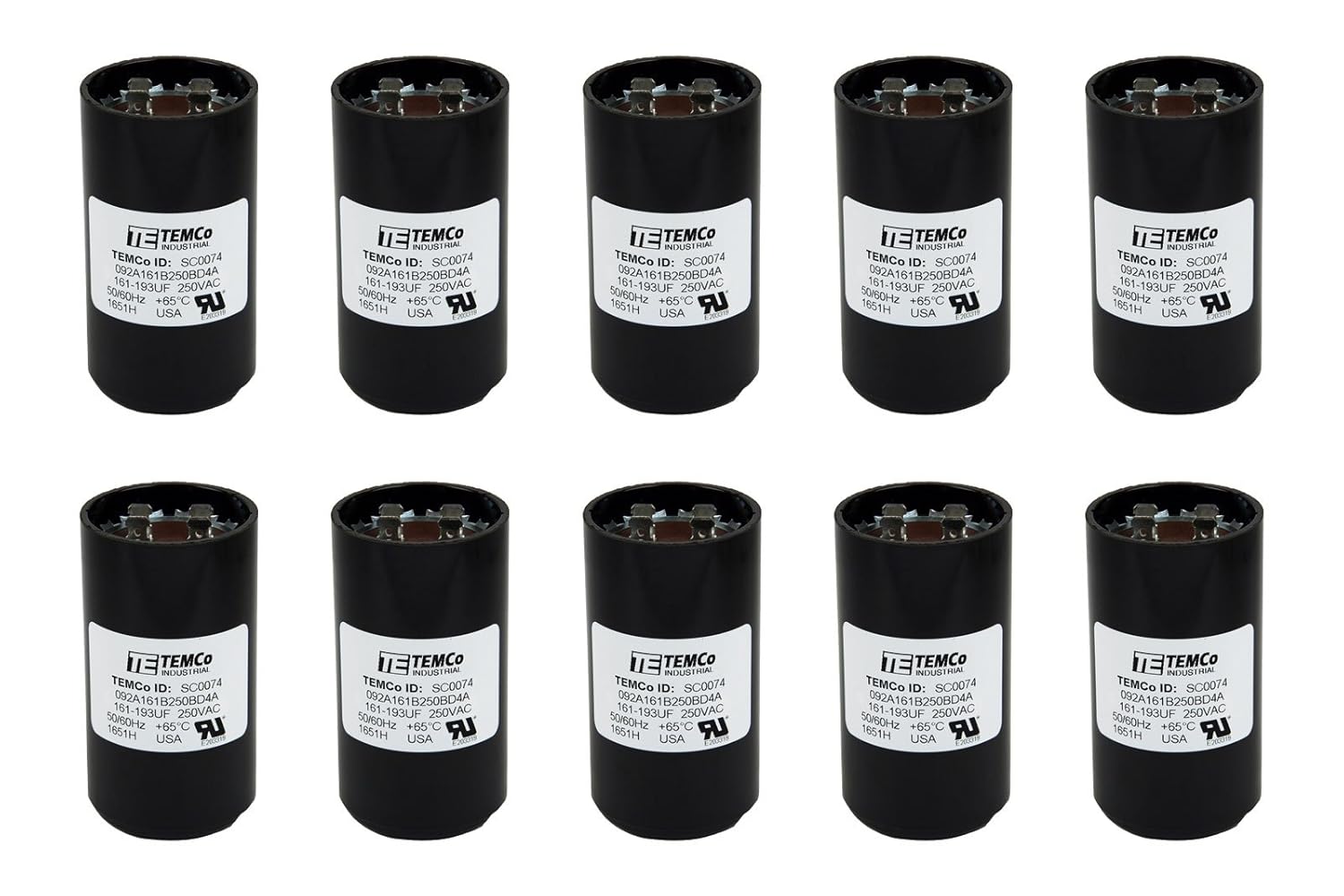 2 Pack TEMCo 216-259 uF MFD CD60 Start Capacitor 220-250V AC Round | 50/60 Hz Motor Start Capacitor for HVAC, Compressor, Pump