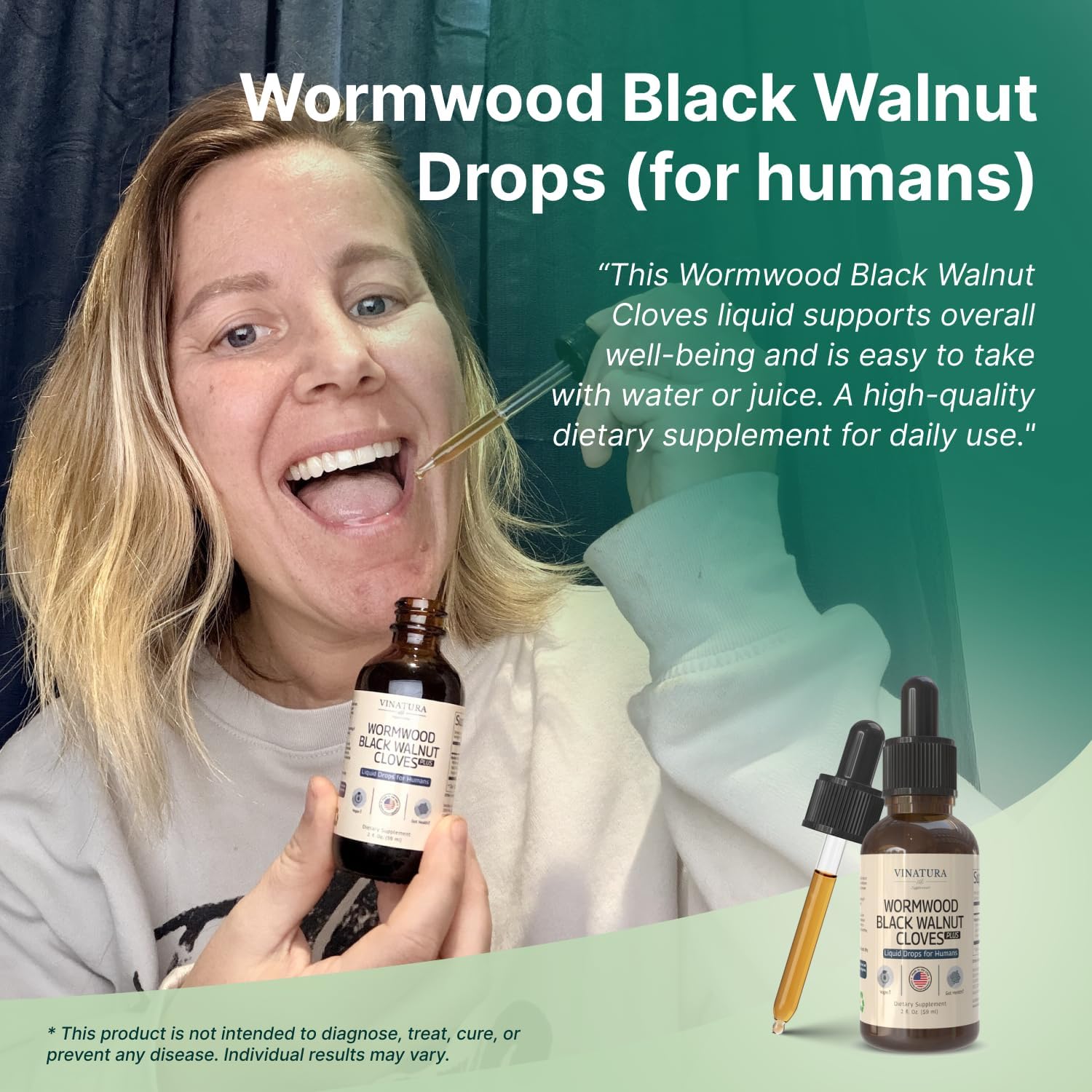 VINATURA Wormwood Black Walnut Cloves Liquid - Cleanse, Detox for Humans with Papaya Leaf and Pumpkin Seed, Intestinal Guard Formula Supplement - 2 fl oz - Image 5