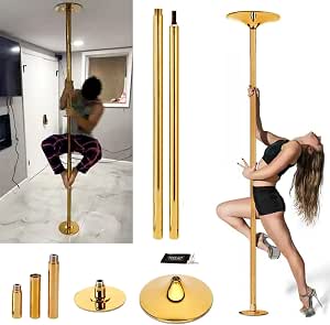 Amazon.com: SAYOBO Dance Pole Gold Spinning Static Dancing Pole for ...