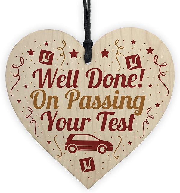 RED OCEAN Passed Driving Test Learner New Driver Gift Wooden Hanging Heart Plaque Congratulations Present