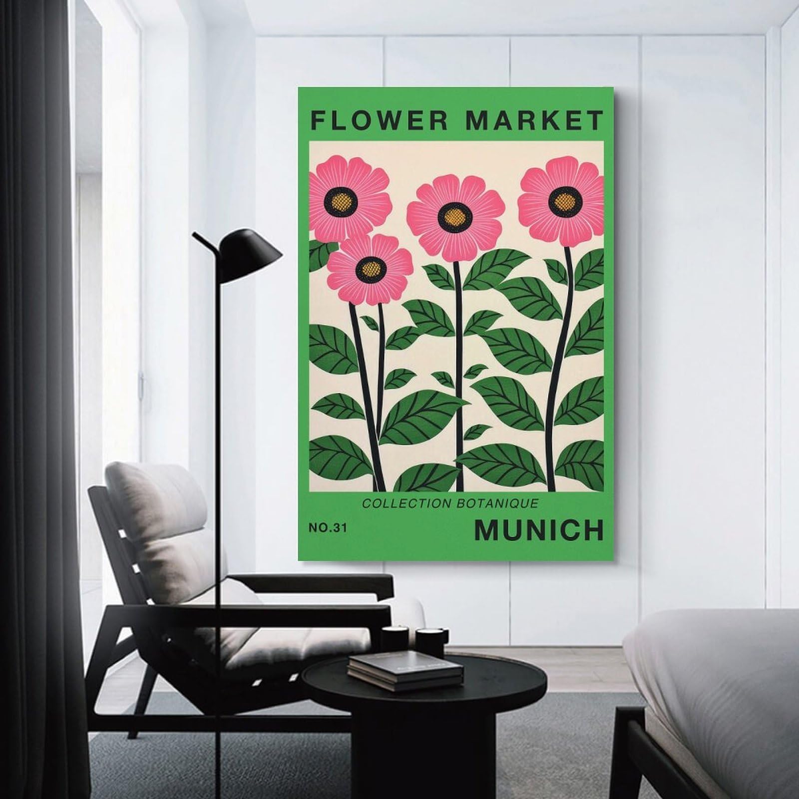 Junmoney Unframe-Style-4 Wall Picture Print Munich Flower Market Art Print, 20X30inch(50X75cm), For Contemporary Homes, Apartments Or Offices, Decorative Canvas Decor For Home Updates